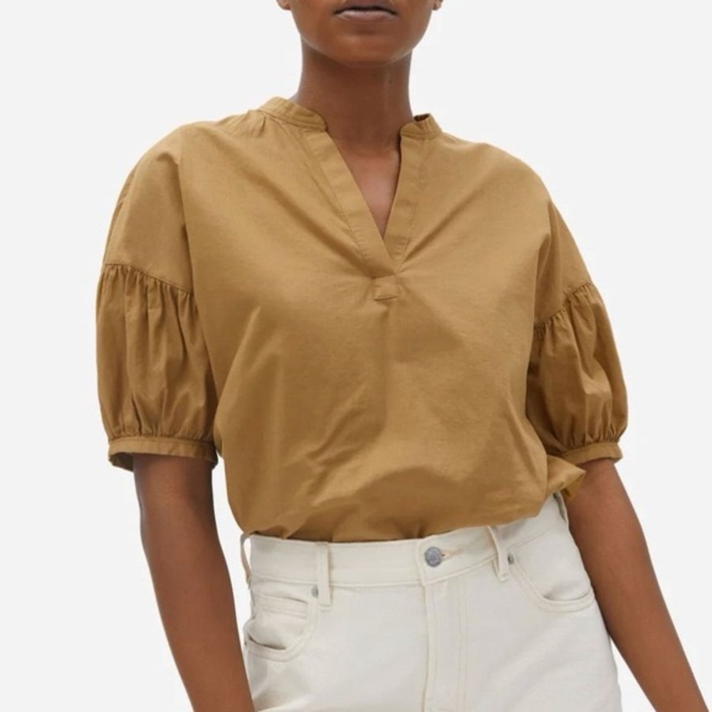 Everlane Split Neck Puff Sleeve Shirt